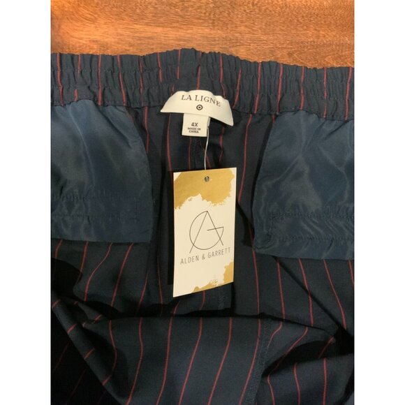 La Ligne X Target Wide-Leg Pants Size 4X Blue Red Pinstripe Elastic Waist NWT - Picture 6 of 7